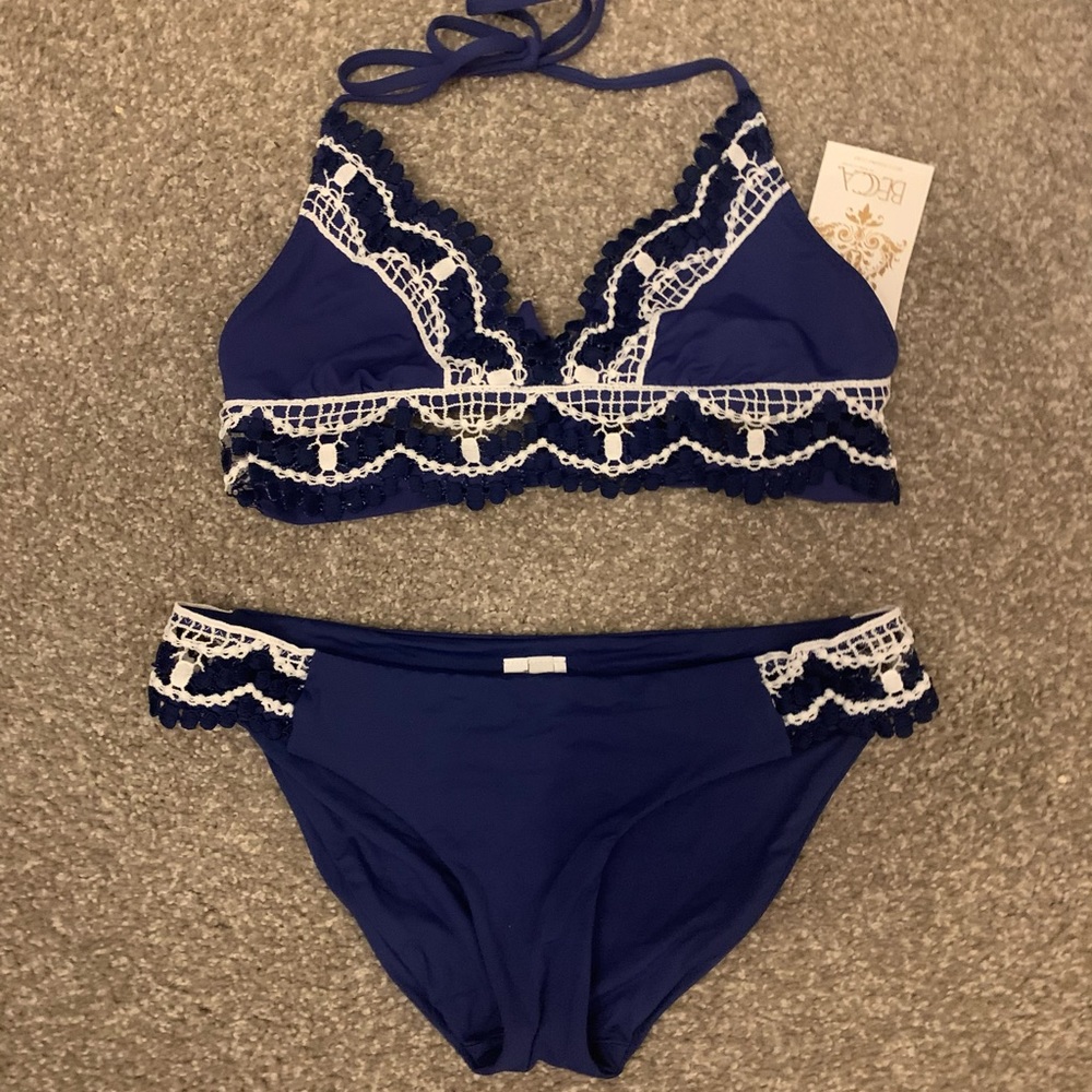 NWOT Becca Blue bikini Medium top Small bottom